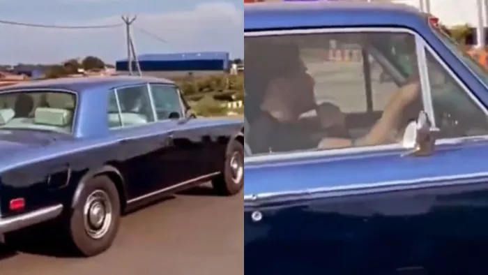 MS Dhoni driving Rolls Royce- Pic Credit- Twitter