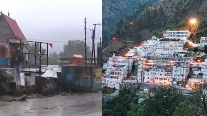 लगातार जारी भारी बारिश के कारण मां वैष्णो देवी की यात्रा को किया गया स्थगित (फोटो: जागरण)