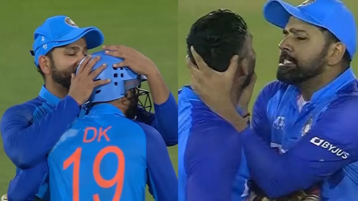 IND vs AUS: 8वें ओवर में ऐसा क्या हुआ कि गर्दन पकड़ने वाले रोहित ने दिनेश कार्तिक को चूम लिया