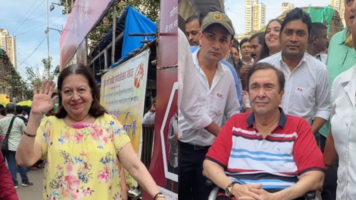ganesh utsav 2023 babita kapoor and randhir kapoor arrive to seek blessings of the lalbaugcha raja