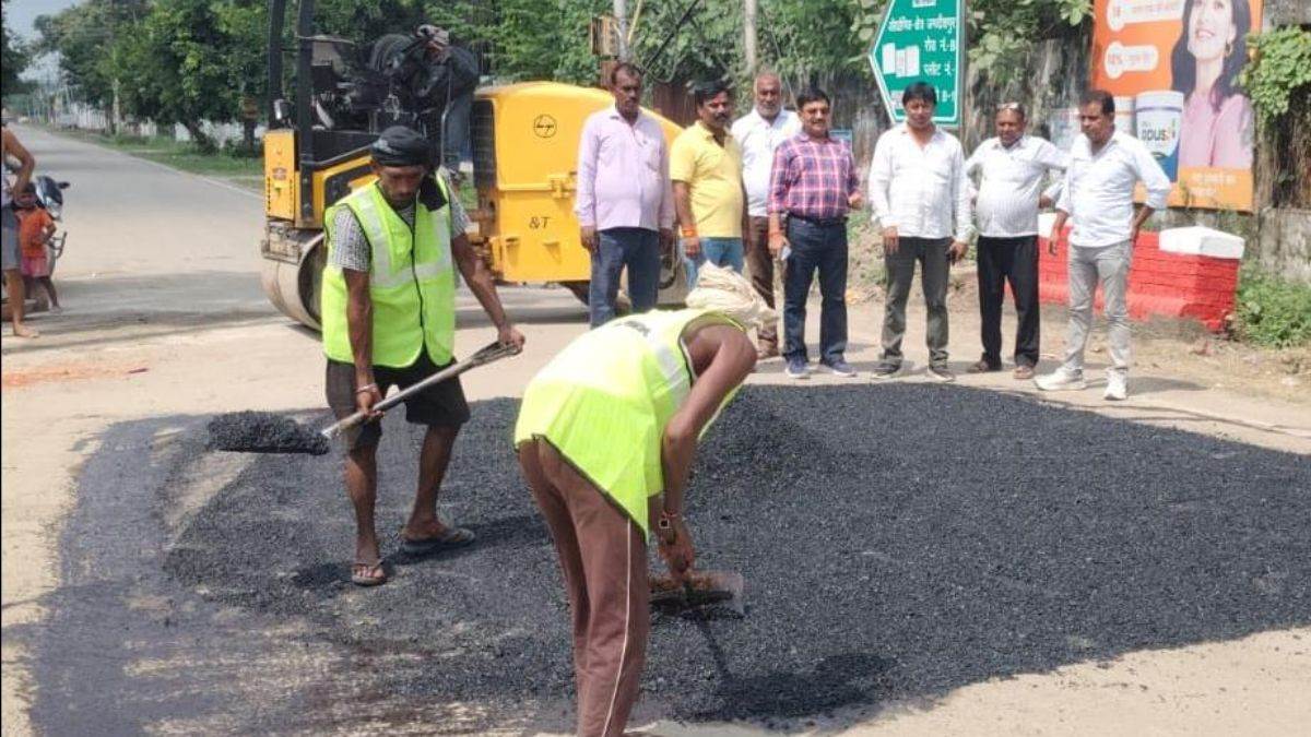 upsida starts road repair in jagdishpur industrial area in amethi