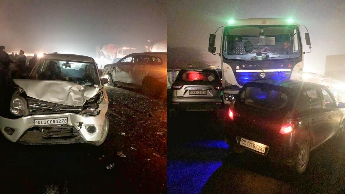 गुरुग्रामफरीदाबाद रोड पर दूसरी लेन में घुसा तेज रफ्तार ट्राला, 12 वाहन