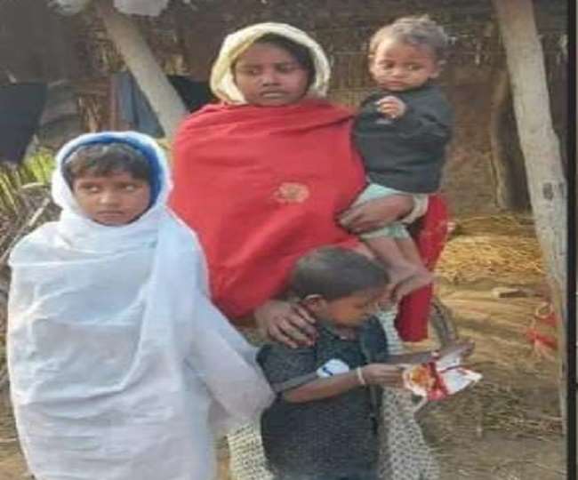 सीतामढी में मृतक लक्ष्मण की पत्नी व बच्चे । फोटो-जागरण