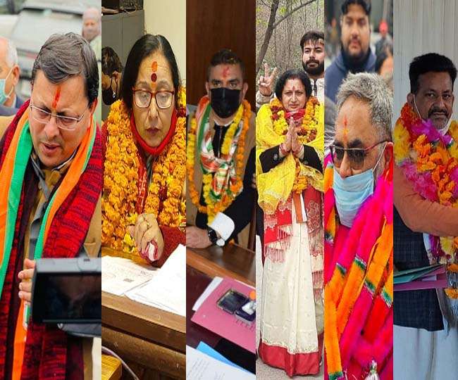 Uttarakhand Election 2022 : मुख्यमंत्री पुष्कर सिंह धामी समेत प्रत्याशियों के नामांकन की तस्वीरेें