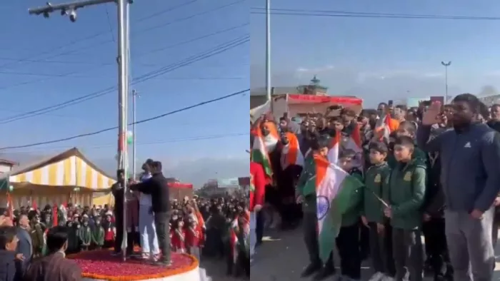 आतंक का गढ़ कहे जाने वाले त्राल में फहराया गया तिरंगा। फोटो सोर्स- सोशल मीडिया