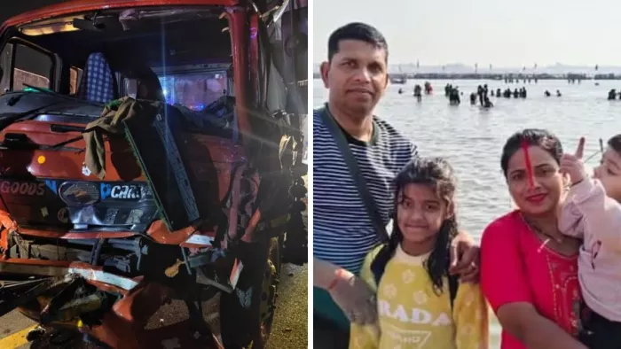 महाकुंभ से स्नान कर लौट रहे पति-पत्नी व दो बच्चों की मौत