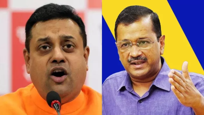 भाजपा नेता संबित पात्रा और आप संयोजक अरविंद केजरीवाल की फाइल फोटो।