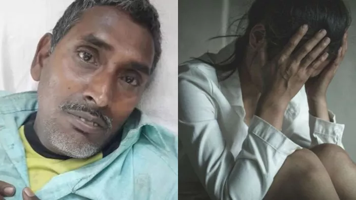 मृत टीपन महतो की तस्वीर और रोती हुई लड़की की प्रतीकात्मक तस्वीर
