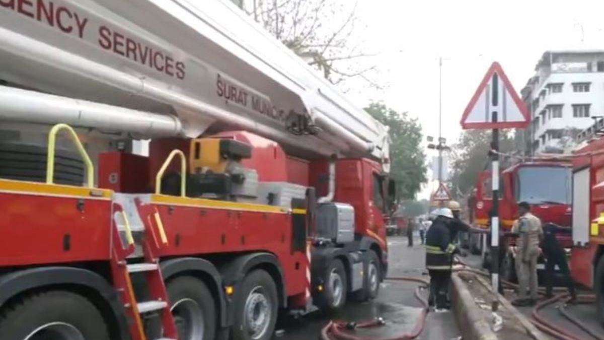 gujarat firefighting operations continue to douse the fire which broke out at shiv shakti textile stores in surat yesterday