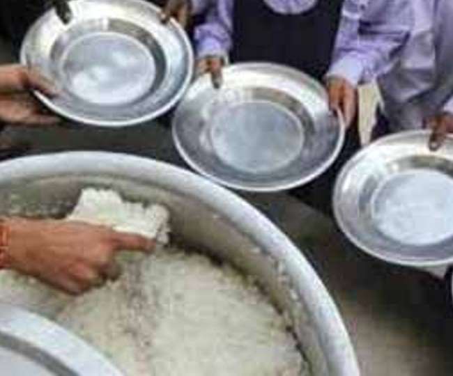 mid day meal is in bad shape sdm saw three children eating food in a plate