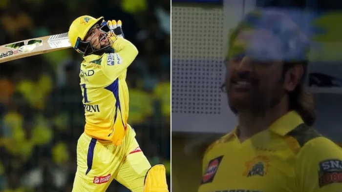 Sameer Rizvi: धोनी हुए समीर रिजवी की बैटिंग देख खुश।