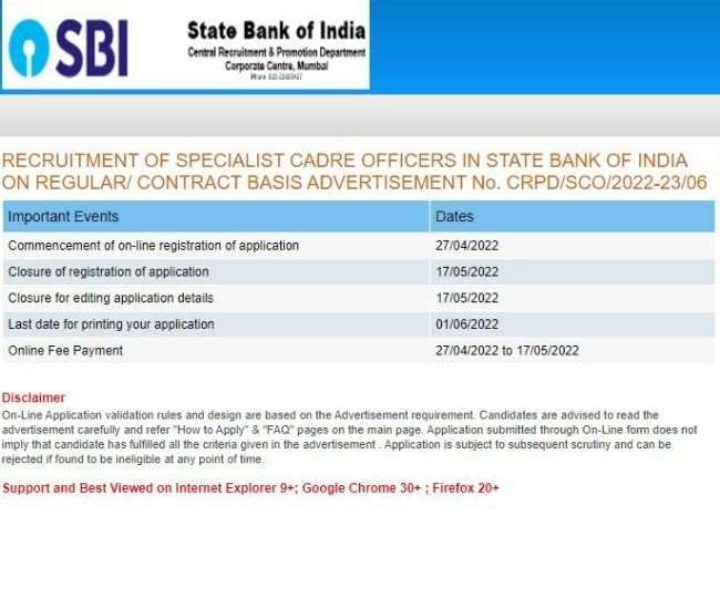 SBI SCO enlistment 202 SBI SCO enlistment 202