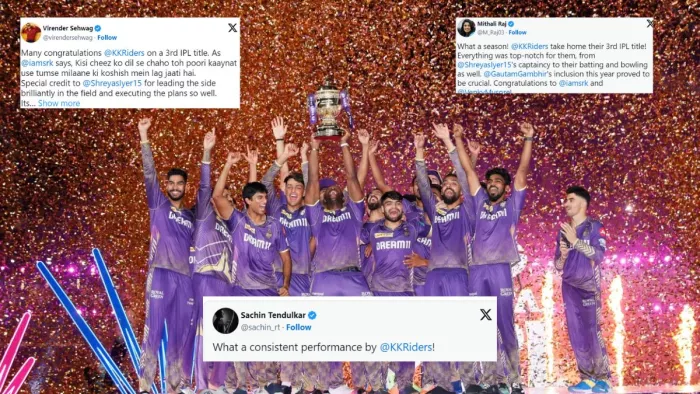 KKR के IPL चैंपियन बनते ही इन दिग्गजों ने फिल्मी अंदाज में टीम को दी बधाई