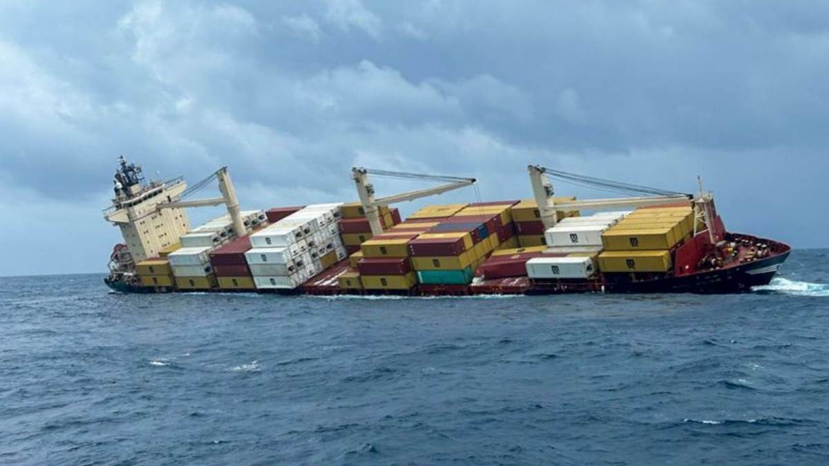 liberian cargo ship sinks off kerala coast containers wash ashore