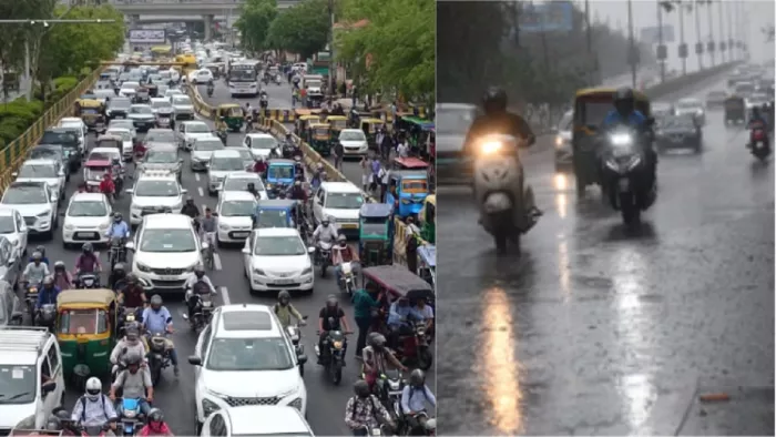 दिल्ली-एनसीआर में तेज बारिश होने से सड़कों पर जाम की स्थिति बन गई। (जागरण फोटो)
