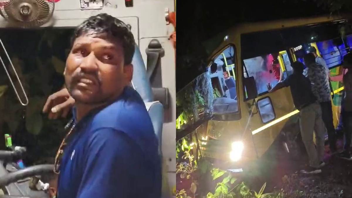 odisha accident news bus collides with tree and escapes falling into ditch major accident averted