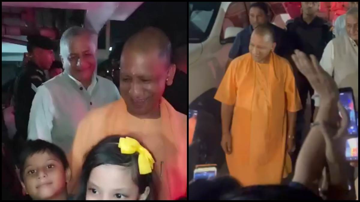 राजनगर एक्सटेंशन पहुंचे सीएम योगी आदित्यनाथ ने बच्चों के साथ खिंचाई फोटो।