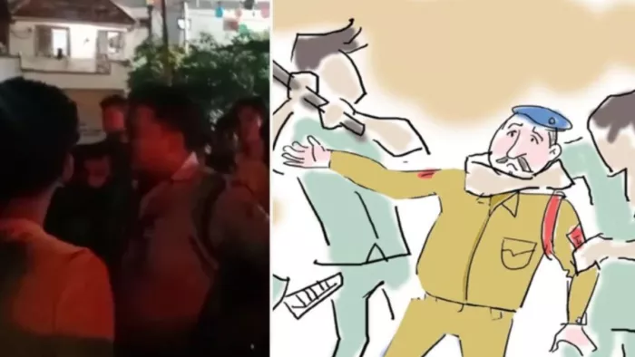 10 युवकों को पुलिस ने हिरासत में लिया (फोटो-जागरण)
