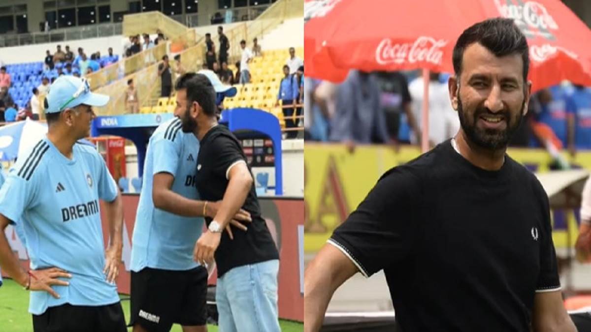 cheteshwar pujara came to meet team indian players in rajkot before 3rd odi of ind vs aus