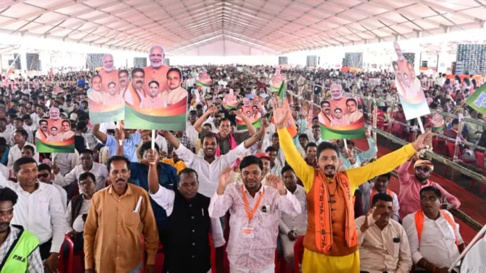 पीएम मोदी के 42 मिनट के भाषण में 10 बार से ज्यादा गूंजा मोदी-मोदी का नारा। फोटो जागरण
