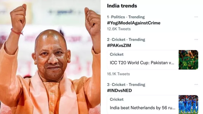 ट्विटर पर टॉप ट्रेंड में नम्बर 1 स्थान पर है #YogiModelAgainstCrime।