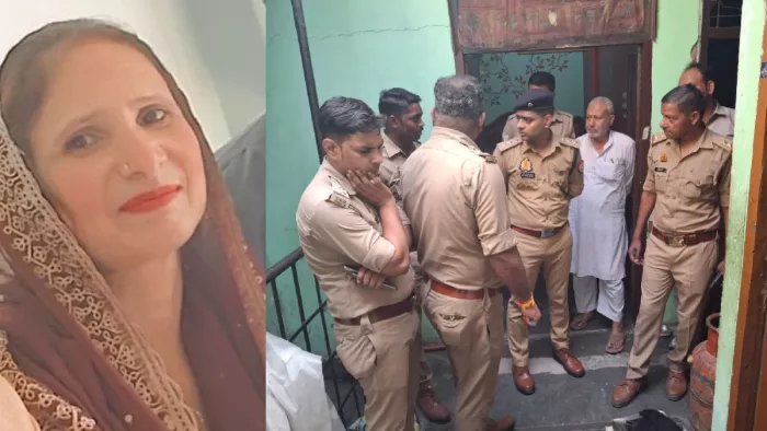Saharanpur News: मृतका शहनाज का फाइल फोटो और घटनास्थल पर मौजूद पुलिस अधिकारी।