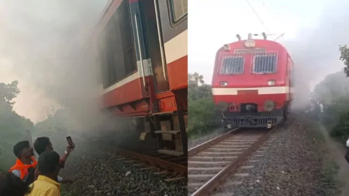 इंदौर से रतलाम जा रही ट्रेन में भीषण आग (फोटो-जागरण)