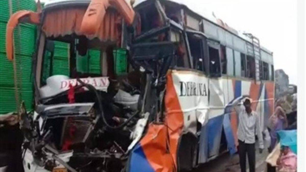 road accident on indore bypass bus full of passengers rammed into a parked truck 29 people injured