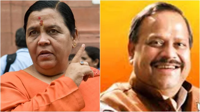 उमा भारती (LEFT) BJP विधायक चैतन्य कश्यप (RIGHT)