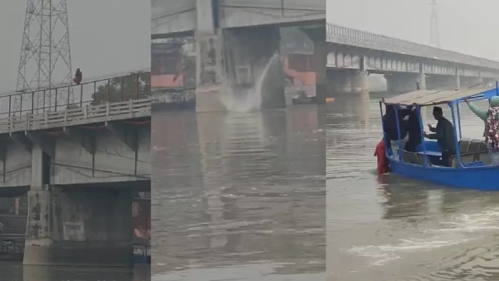 हापुड़ में गंगा नदी में कूदी युवती।
