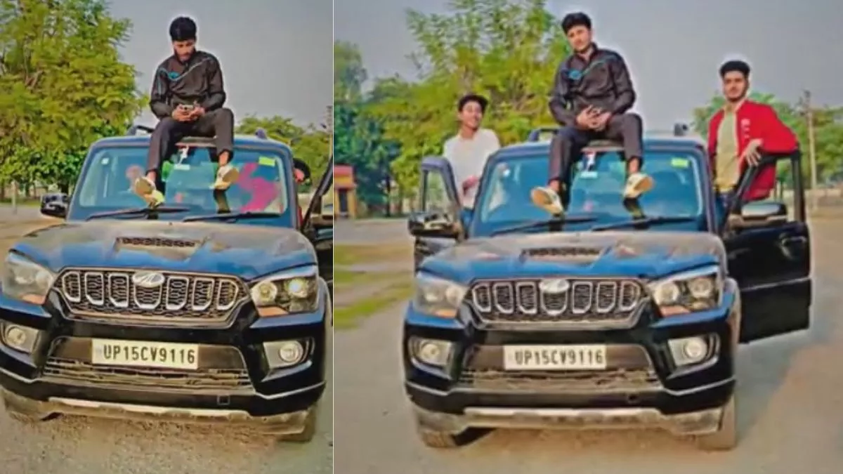Car Stunt In Meerut: 'सोशल मीडिया पर वायरल छोरा हाथ न आने का', स्कार्पियो की छत पर स्टंटबाजी कर बनाई रील