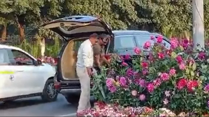 Gurugram: जी-20 के लिए आए फूलों के गमले चुराते दिखे दो शख्स, कार की डिक्की में रखकर हुए फरार