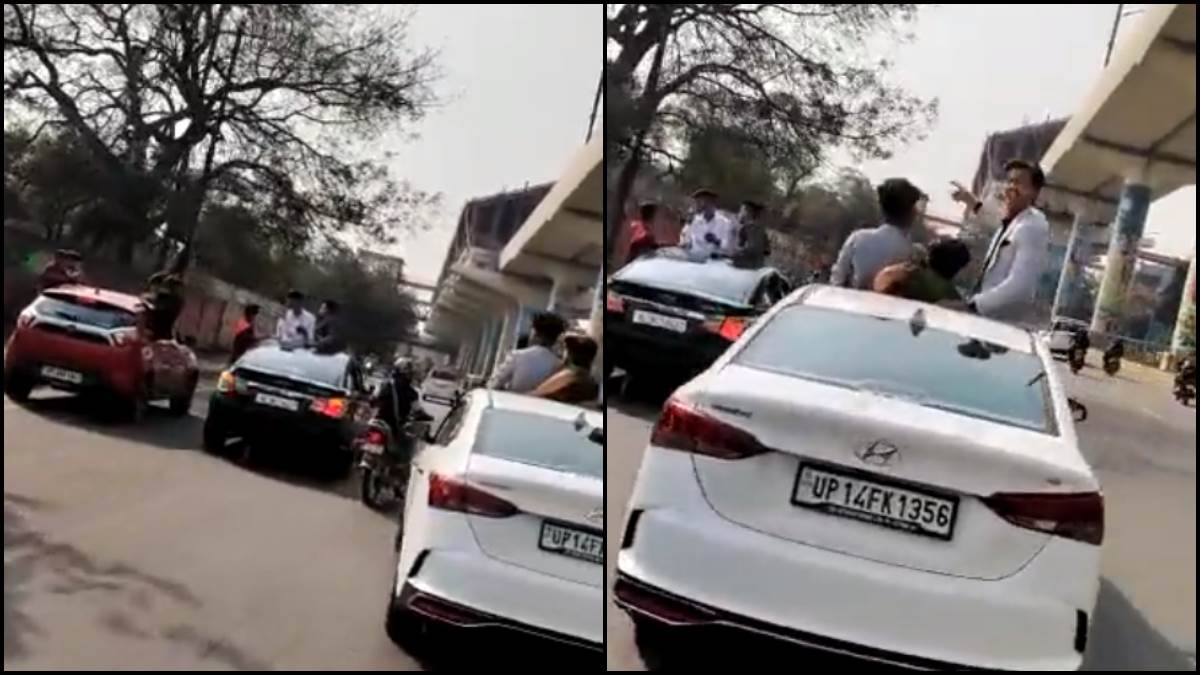 ncr three cars stunt video viral youths create ruckus on gt road in ghaziabad