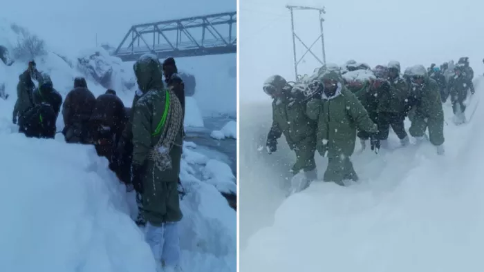 Uttarakhand Avalanche: माणा में ग्लेशियर टूटने से भारी हिमस्खलन. ANI