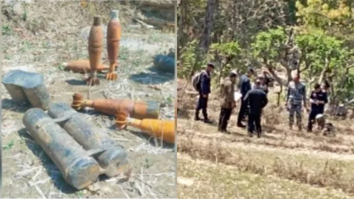 त्रिवेणी के सामुदायिक वन में मिले जिंदा बम को निष्क्रिय करने पहुंची पुलिस और नेपाली सेना की टोली