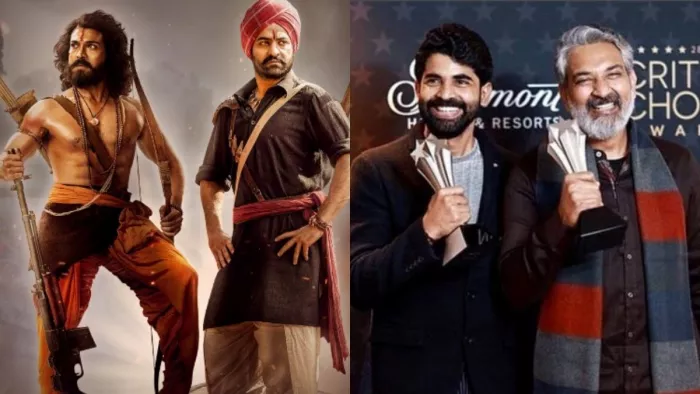File Photo of Ram Charan and Jr. NTR (Left) and SS Rajamouli with Son Karthikeya (Right)