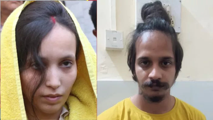 पति की हत्या करने वाली मुस्कान और उसका प्रेमी सहिल।