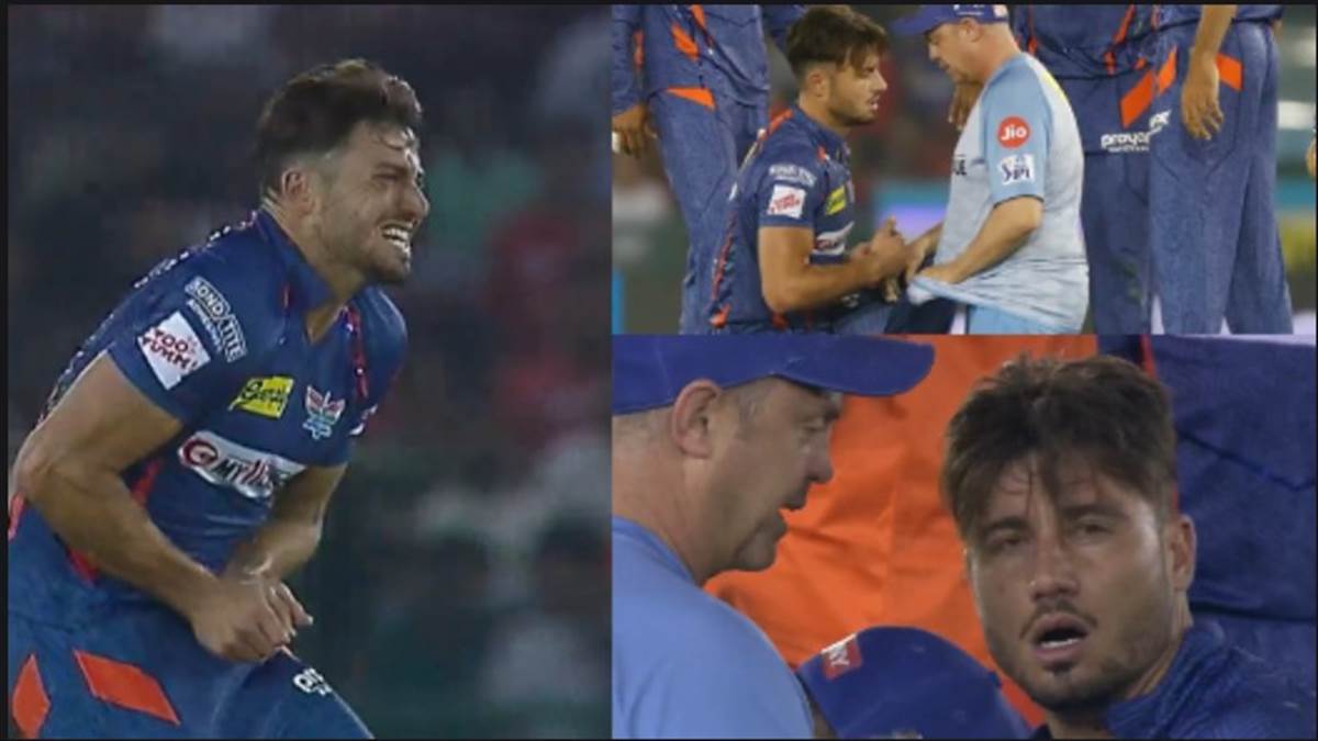 marcus stoinis injured while taking low catch off his own bowling against atharva taide in pbks vs lsg ipl2023