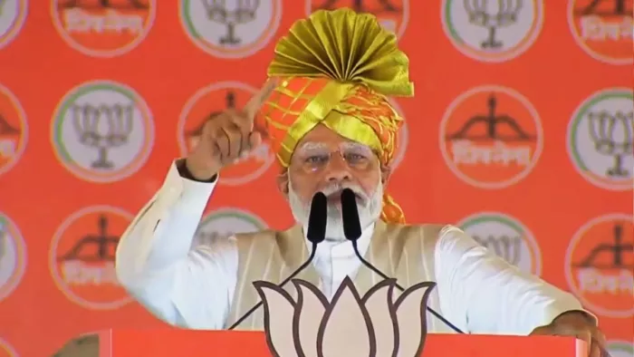 पीएम मोदी ने महाराष्ट्र के कोल्हापुर में एक जनसभा को संबोधित किया।(फोटो सोर्स: भाजपा)