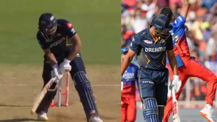 GT vs RCB: सिराज ने किया शाहरुख को क्लीन बोल्ड।