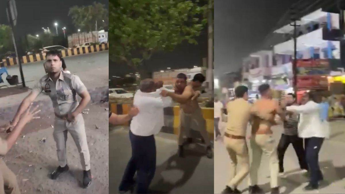 नशे में धुत वर्दी वाला! वकील का गिरेबान पकड़ की मारपीट, रोड पर जमकर मचाया  उत्पात; खूब वायरल हो रहा VIDEO - A policeman assaulting lawyer and creating  ruckus on road in