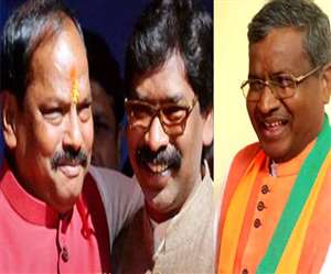 Jharkhand News: हेमंत सोरेन, बाबूलाल मरांडी और रघुवर दास।