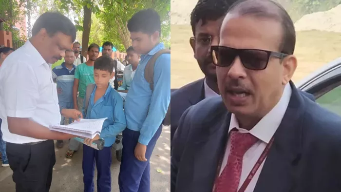 होमवर्क चेक करते शिक्षा विभाग के अपर मुख्य सचिव डॉ. एस. सिद्धार्थ (फोटो - जागरण)