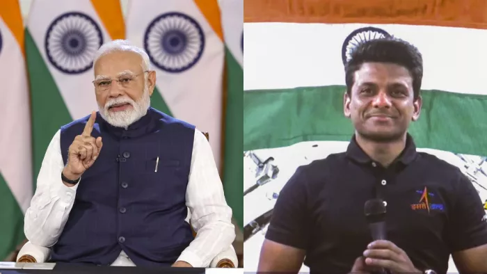 शुभांशु शुक्ला को शुभकामनाएं देते हुए प्रधानमंत्री मोदी ने उनका कुशल-क्षेम पूछा (फोटो: पीटीआई)
