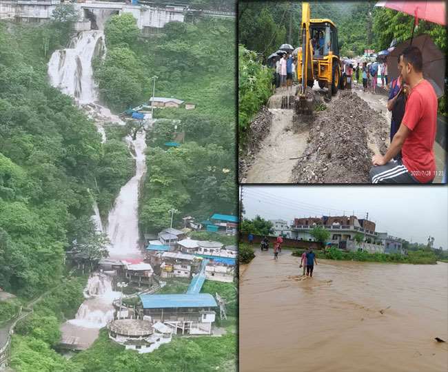 उत्तराखंड में भारी बारिश का दौर जारी, सड़कें जलमग्न; नदी-नाले उफान पर।