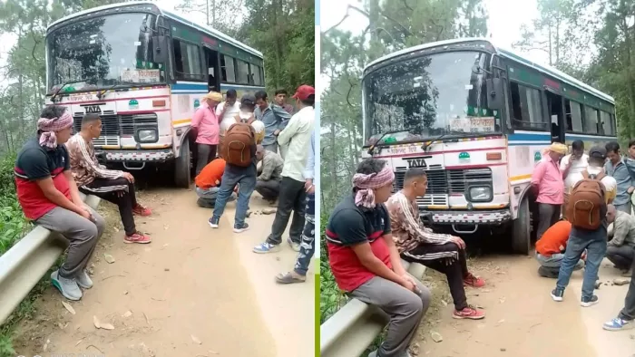 रोडवेज बस की स्टेयरिंग हुई फेल, 18 यात्रियों की बची जान