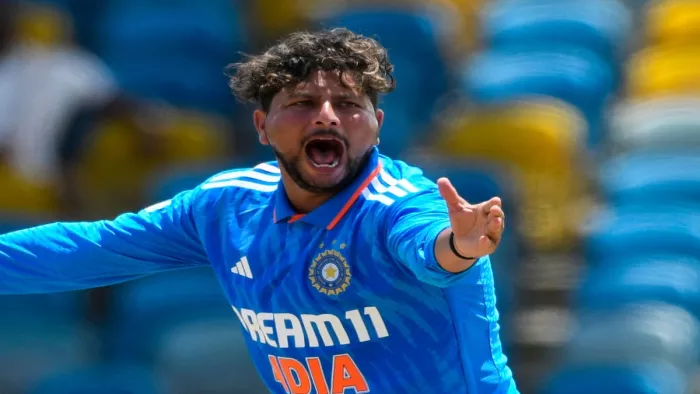 Kuldeep yadav said in Ist ODI WI on comparison with yuzvendra Chahal. Image- Twitter