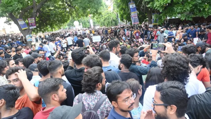 ओल्ड राजेंद्र नगर में यूपीएससी छात्रों का प्रदर्शन। फोटो- चंद्रप्रकाश मिश्रा