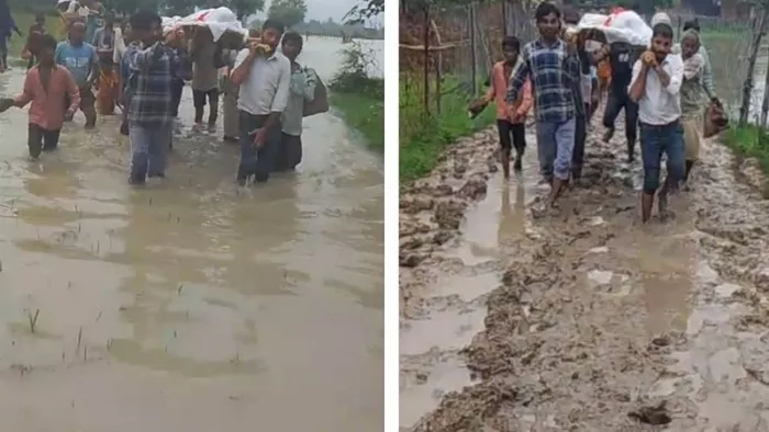 मध्य प्रदेश में शव यात्रा को कीचड़ के बीच से निकाला गया।(फाइल फोटो)