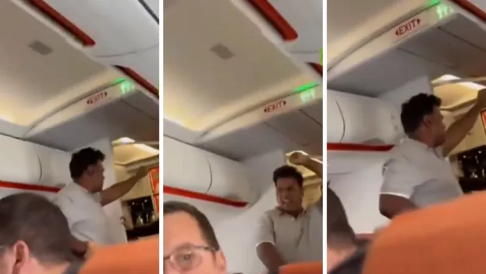 ईजीजेट की प्लेन में उड़ान के बीच यात्री ने किया हंगामा।(फोटो सोर्स: सोशल मीडिया)